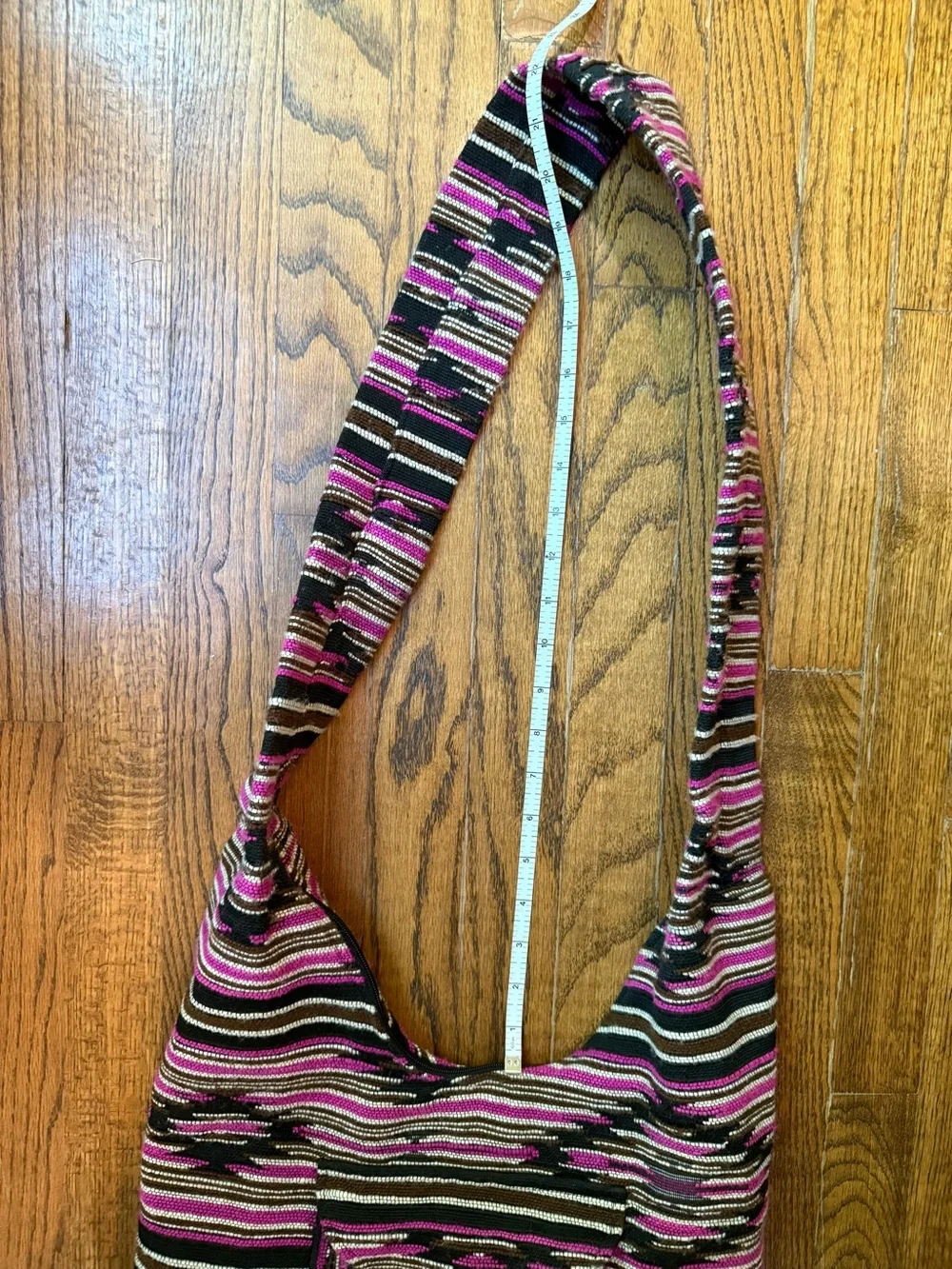 Daqulema Woven Wool Hippie Hobo Sling Bag Purple and Pinks Southwestern Aztec